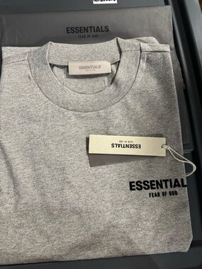 Essentials Heather Gray Crewneck with Black Logo